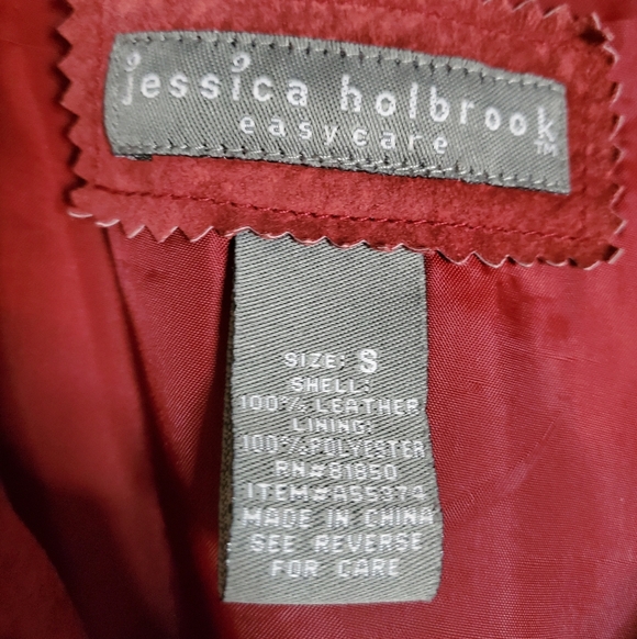 Jessica Holbrook Burgundy Leather Jacket - Picture 3 of 11